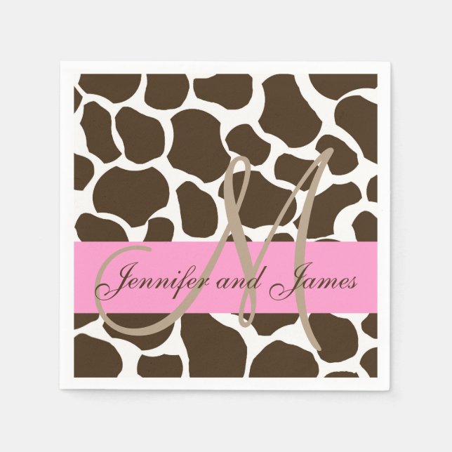 Brown Giraffe Spots Spaß Hochzeitspapier Napkins Serviette (Vorderseite)