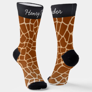 Brown Giraffe Spots Tierische Druckschrift Persona Socken
