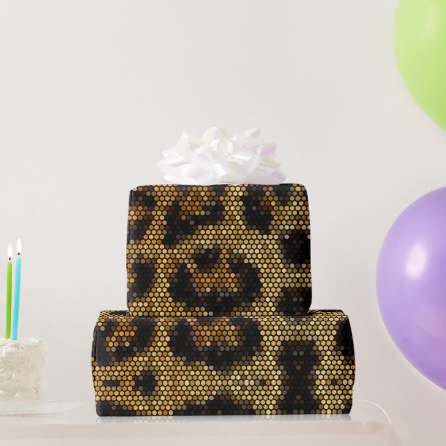 Brown Glittery Leopard Muster Geschenkpapier (Partygeschenke)