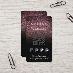 Brown Glitzer - Social Media QR Code Business Card Visitenkarte