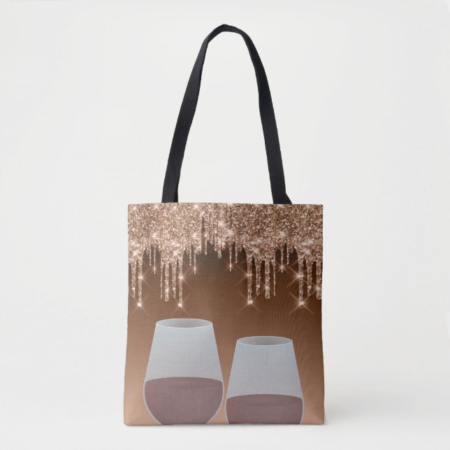 Brown Glitzer Tropfen Tote Tasche (Vorderseite)