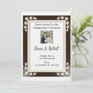 Brown & Gold Frame Wedding Engagement Einladung