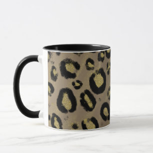 Brown Gold Glitzer & Black Leopard Cheetah Print Tasse