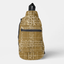 BROWN & GOLD GLITZER SEHEN KARIERTES PATTER AUS CROSSBODY BAG