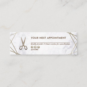 Brown-Gold Scissors Marmorhairstylist-Verabredung Mini Visitenkarte