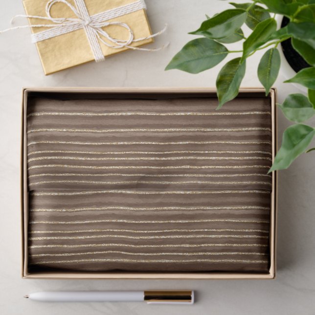 Brown Gold Stripes Christmas Seidenpapier (Geschenk)
