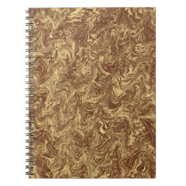 Brown Goldish Liquid Swirl Pattern Notebook Notizblock