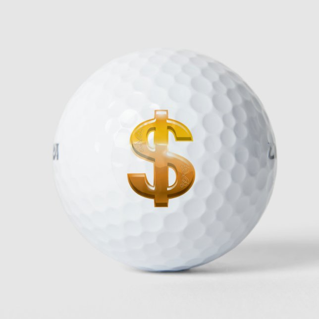 Brown Gradient Dollar Sign Golfball (Vorderseite)