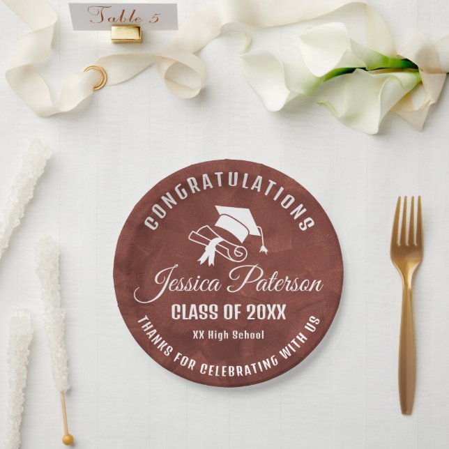 Brown Graduation Party Sweet Personalisiert Name Pappteller (Hochzeit)