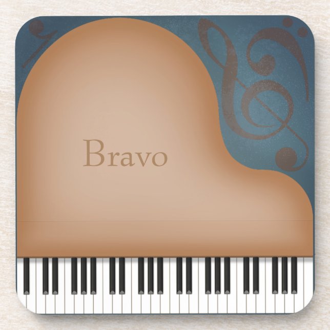 Brown Grand Piano Personalisierte Musik Getränkeuntersetzer (Vorderseite)