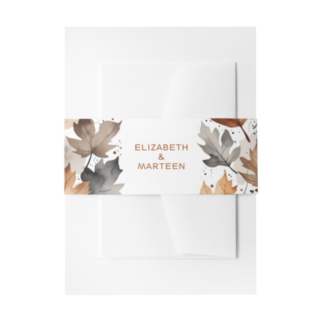 Brown Graue Ahorn Blätter Herbst Hochzeitsband Bau Einladungsbanderole (Vorderseite Beispiel)