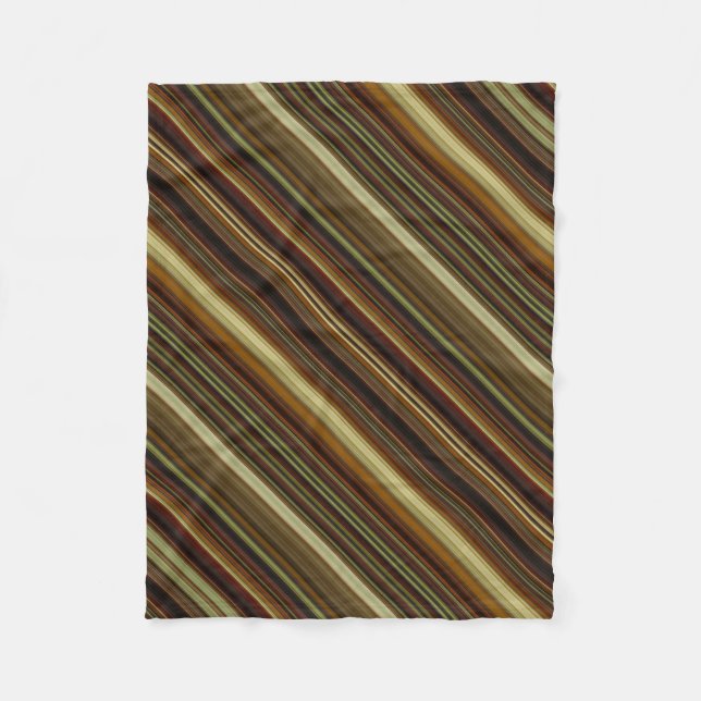 Brown Green and Gold Stripes Fleecedecke (Vorderseite)