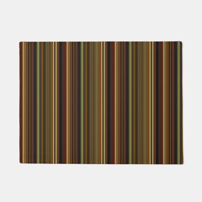 Brown Green and Gold Stripes Fußmatte (Vorderseite)