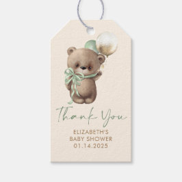 Brown Green Teddy Bear Baby Shower Thank You Geschenkanhänger