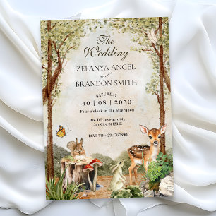 BROWN GREEN WOOD WILDLIFE NATURE WEDING EINLADUNG