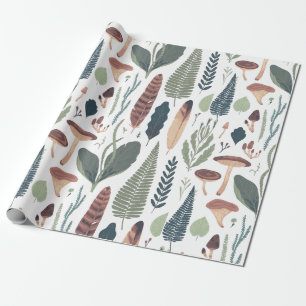 Brown & Green Woodland Foliage Muster Geschenkpapier