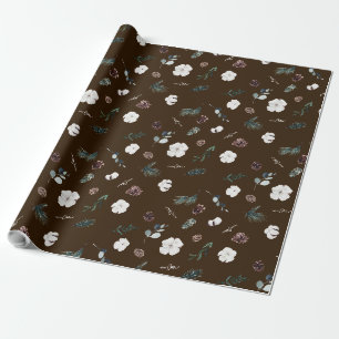 Brown Greenery Vintag Frohe Weihnachten Geschenkpapier