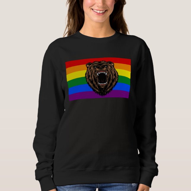 Brown Grizzly Bear Love Gay Pride Flag Wild Forest Sweatshirt (Vorderseite)