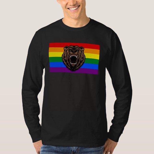 Brown Grizzly Bear Love Gay Pride Flag Wild Forest T-Shirt (Vorderseite)