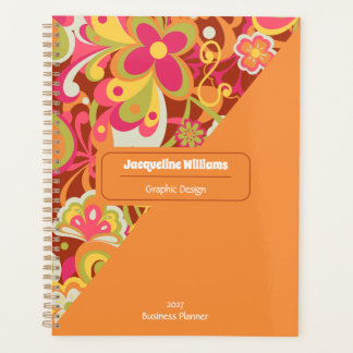 Brown Groovy 60s 70s Floral Swirls II Planer