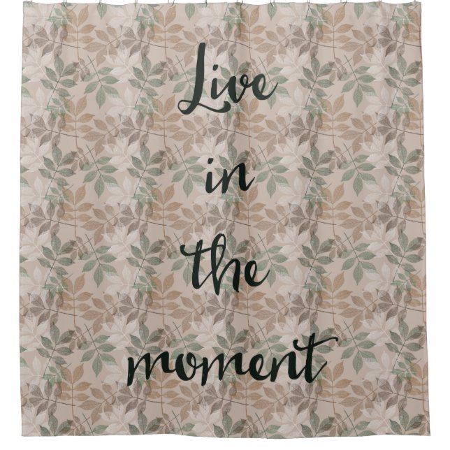 Brown-Grün-Blätter lebt Duschvorhang (Vorderseite)