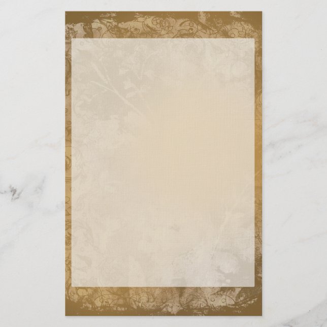 Brown Grunge Blumengeschirr Briefpapier (Vorderseite)