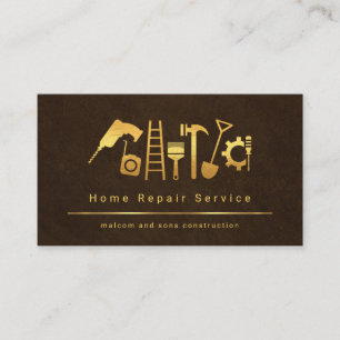 Brown Grunge Gold Handyman Tools Visitenkarte
