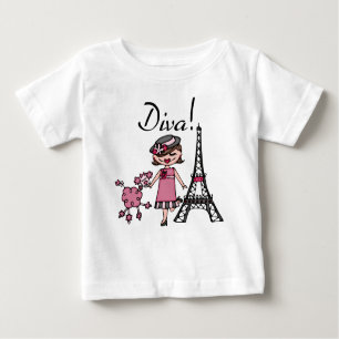 Brown-Haar-Diva-Baby-Sleeveless Kleid Baby T-shirt