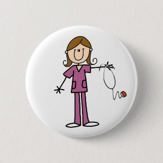 Brown-Haar-weibliche Button