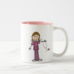 Brown-Haar-weibliche Zweifarbige Tasse