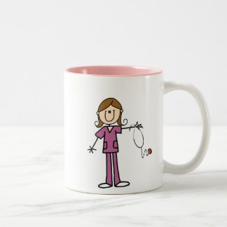 Brown-Haar-weibliche Zweifarbige Tasse