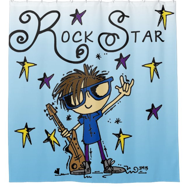 Brown Hair Boy Rock Star Music Duschvorhang (Vorderseite)