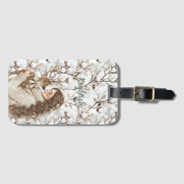 Brown Hair Girl with Deer   Gepäckanhänger