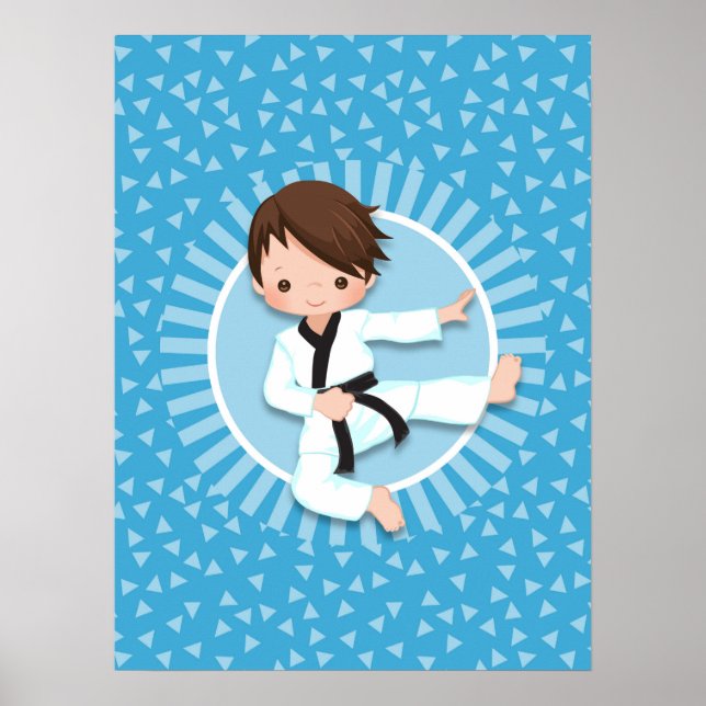 Brown Hair Karate Boy Judo Martial Arts Poster (Vorne)