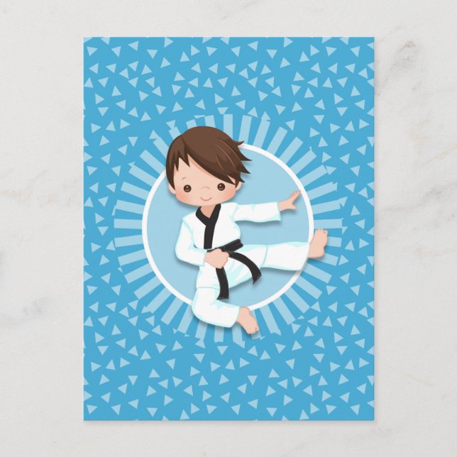 Brown Hair Karate Boy Judo Martial Arts Postkarte (Vorderseite)