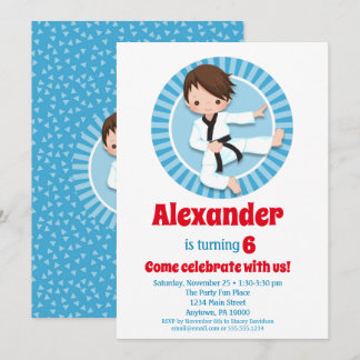 Brown Hair Karate Judo Boys Einladung zum Geburtst