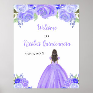 Brown Hair Princess Lila Quinceanera Willkommen Poster