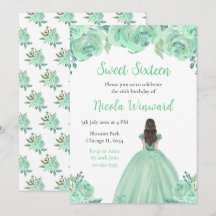 Brown Hair Princess Mincess Floral 16 . Geburtstag