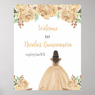 Brown Hair Princess Peach Quinceanera Willkommen Poster