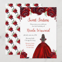 Brown Hair Princess Red Floral 16 . Geburtstag