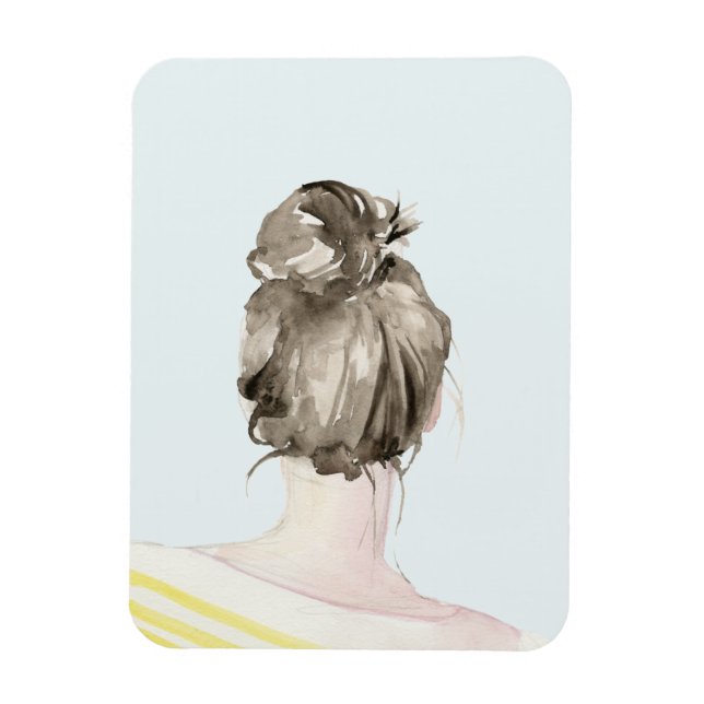 Brown Hair Top Knot Bun Magnet (Vertikal)