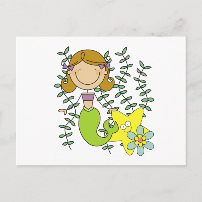 Brown Haired Mermaid Postkarte (Vorderseite)