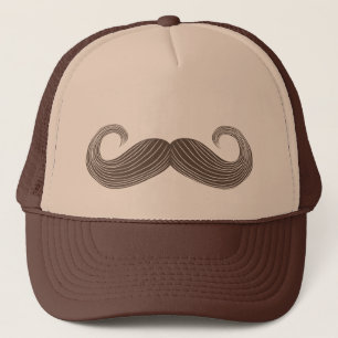 Brown Handlebar Mustache Trucker Hat Truckerkappe