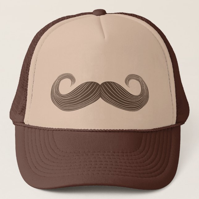 Brown Handlebar Mustache Trucker Hat Truckerkappe (Vorderseite)