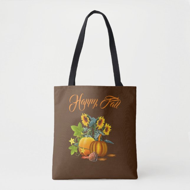 Brown Happy Fall mit Pumpkin und Sonnenblumen (Vorderseite)