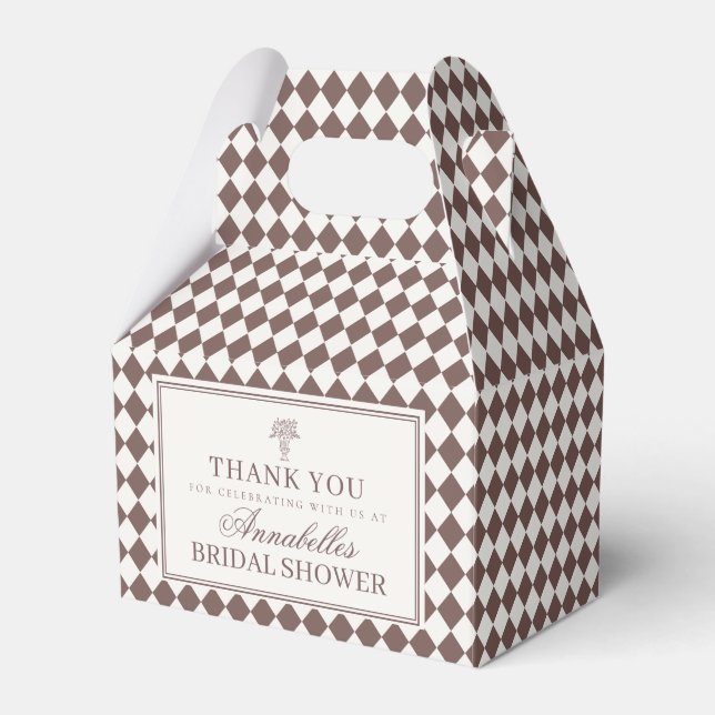 Brown Harlequin Checkered Bridal Shower Geschenkschachtel (Vorderseite)