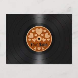 Brown Hearts Personalisiert Vinyl Record Album Postkarte