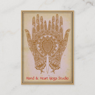 Brown Henna Hands Yoga Studio Business Card Visitenkarte