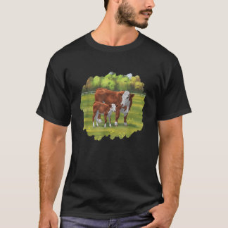 Brown Hereford Cow Niedlich Calf Farm Tiere T-Shirt