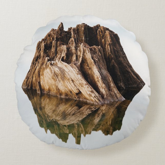 BROWN HOLZRAHMEN RUNDES KISSEN (Vorderseite)